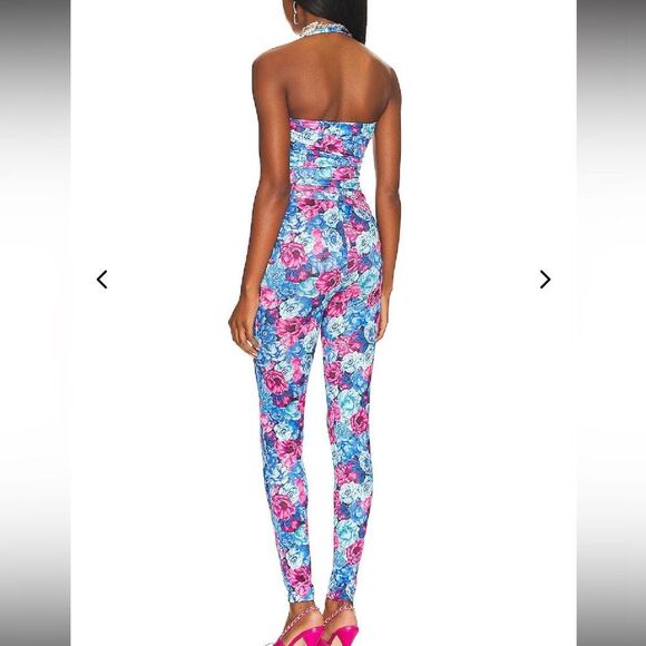 Floral Maxi Sunset Halter Jumper in Blue and Pink - Jumpsuit Lovers & Friends - Picture 4 of 4
